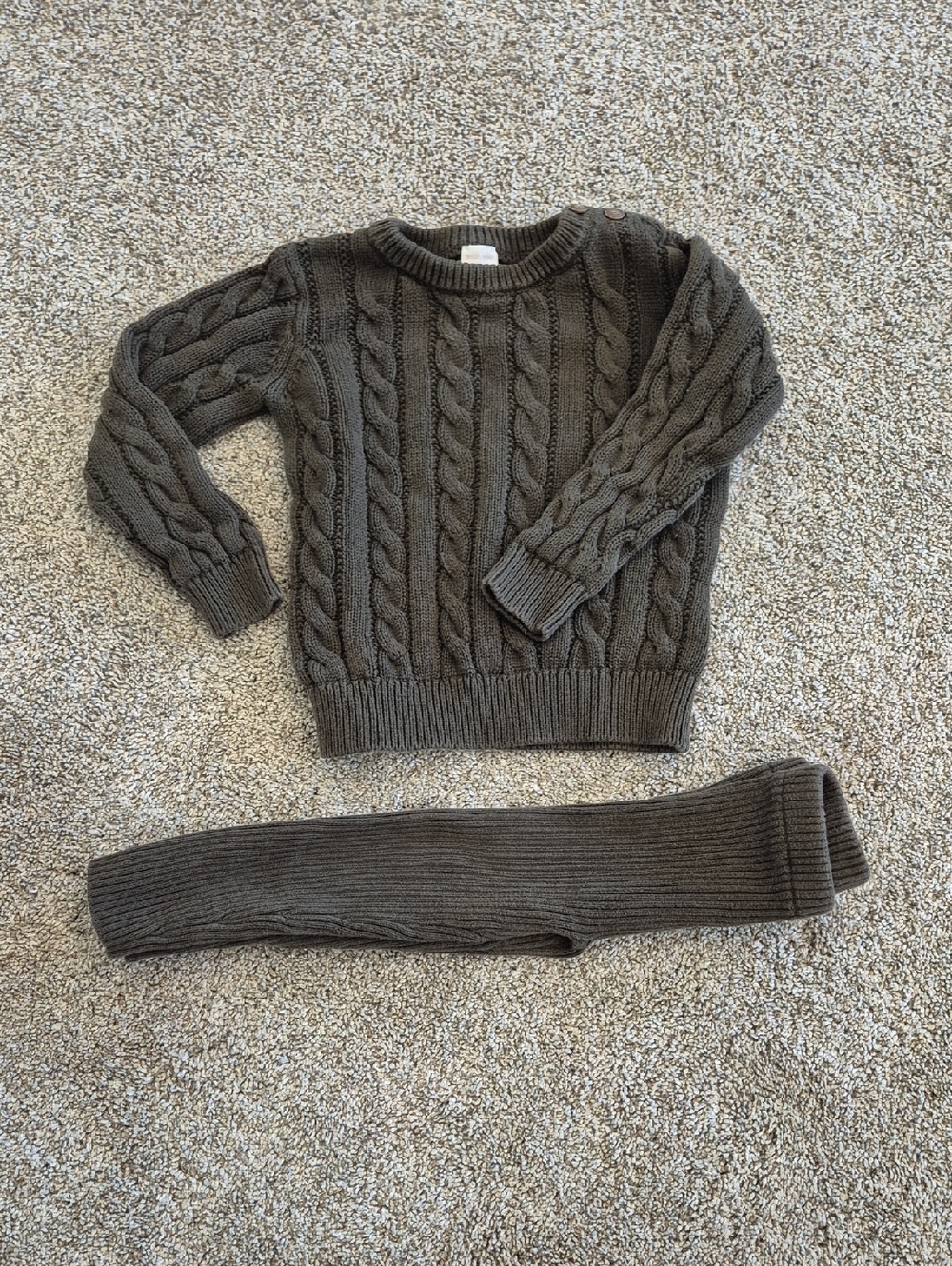 Anologie Lil LegsCozy Cable Knit Sweater Set - Green